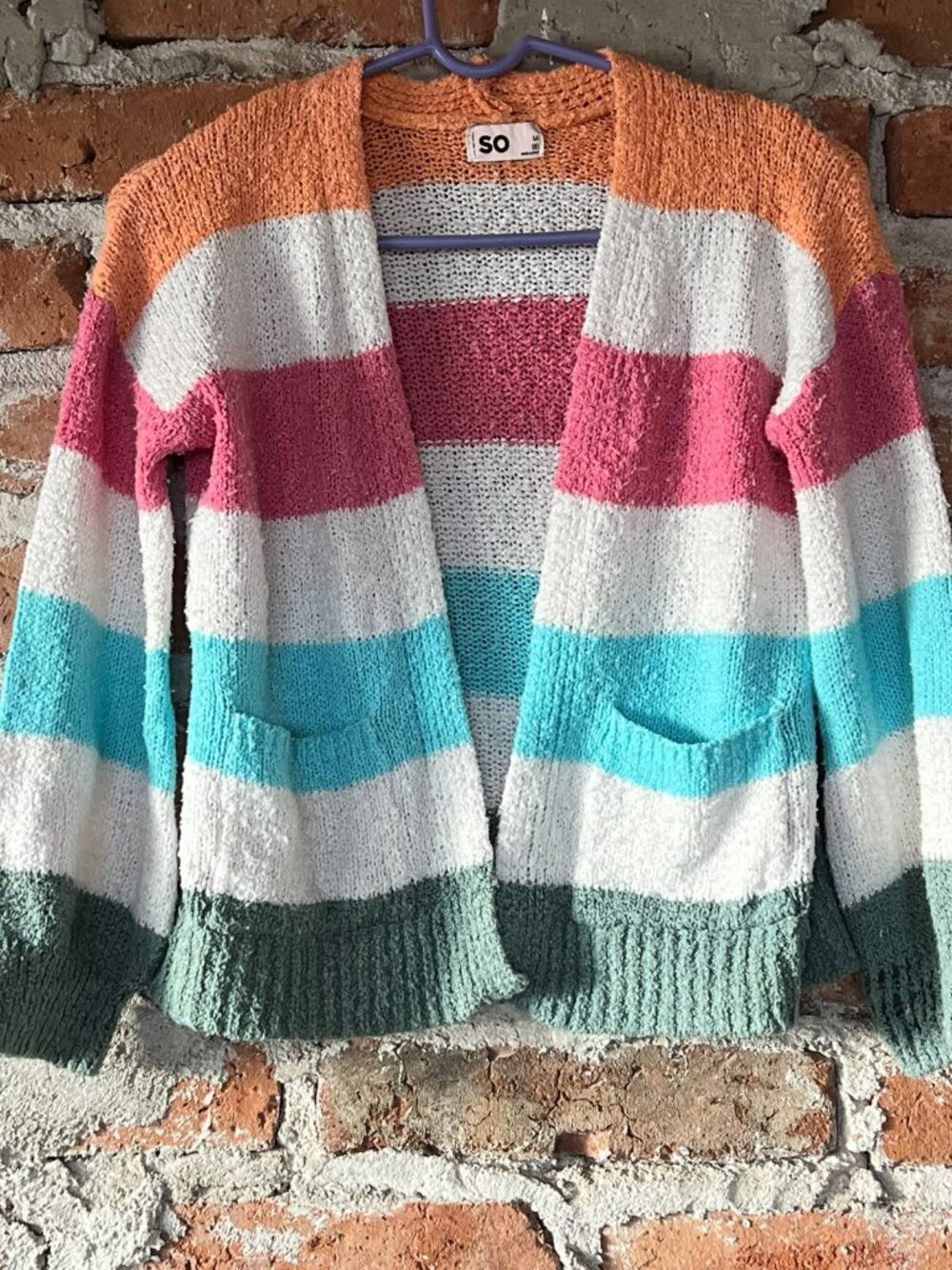 Authentic American Heritage Striped Open Front Cardigan Multicolor Knit Sz L M